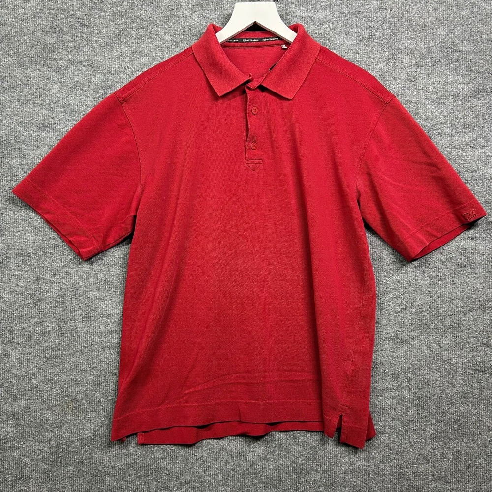 Cutter & Buck Polo Shirt Mens M/L Red Good DryTec Championship Golf MCK01263